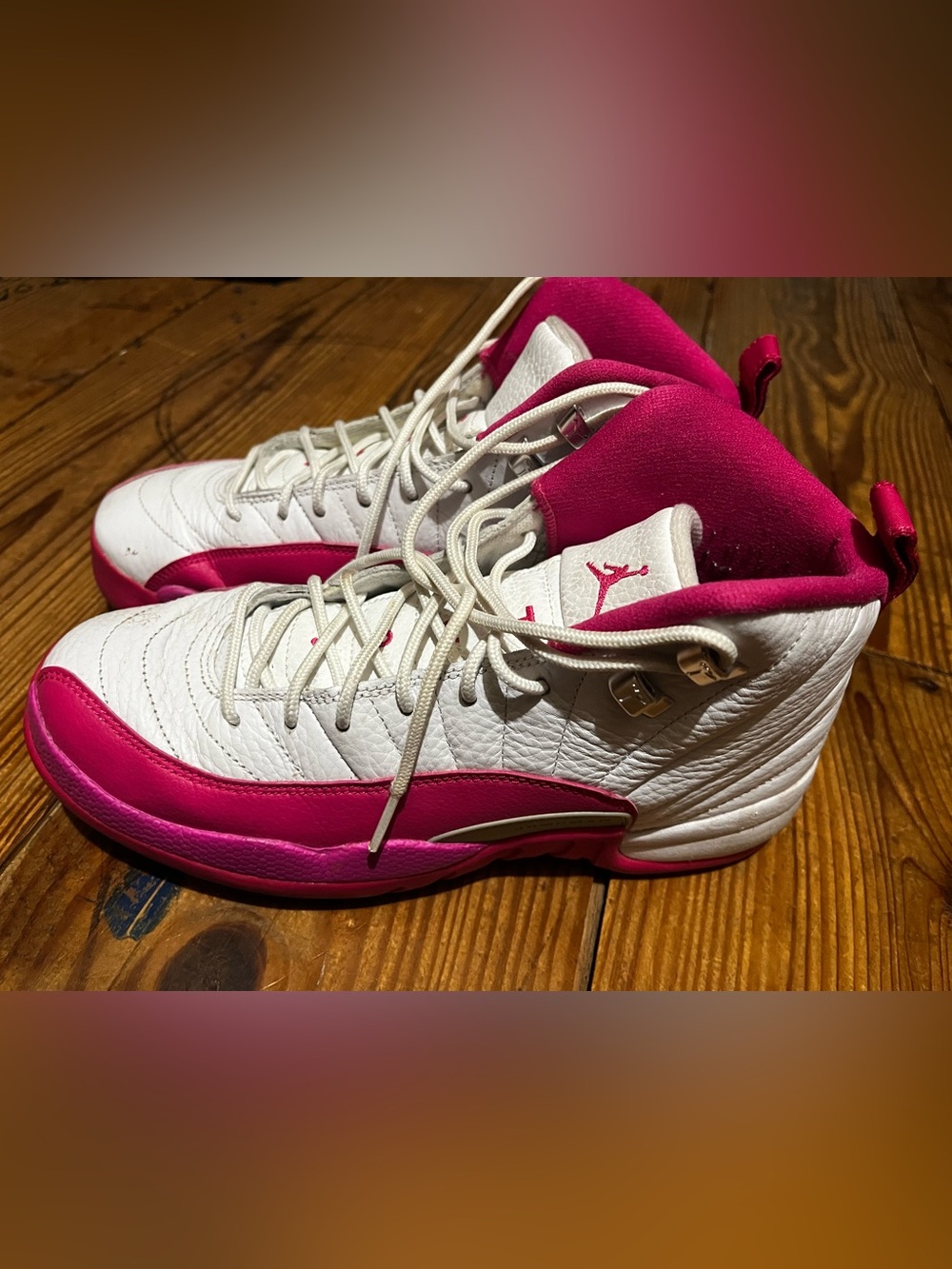 Nike Air Jordan 12 Retro Dynamic Pink 6.5Y White Pink Girls Sneakers 👟